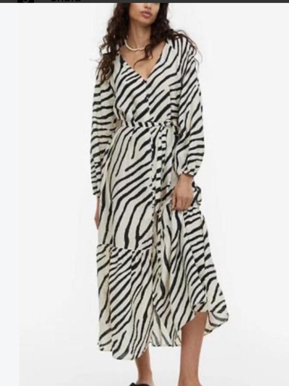 H&M Black & White Zebra-Print Wrap Maxi Dress